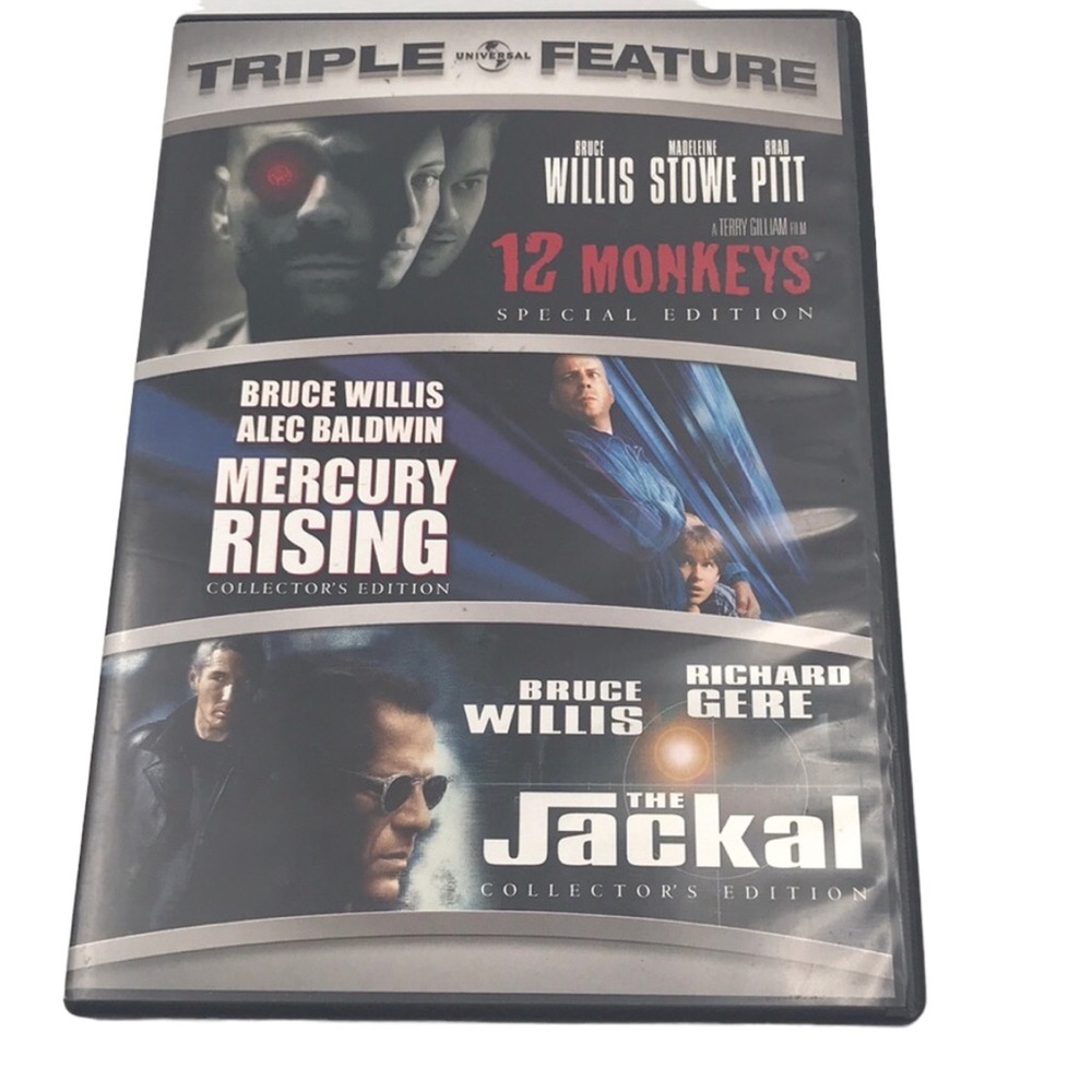 12 Monkeys, Mercury Rising, & The Jackal 📀 DVD